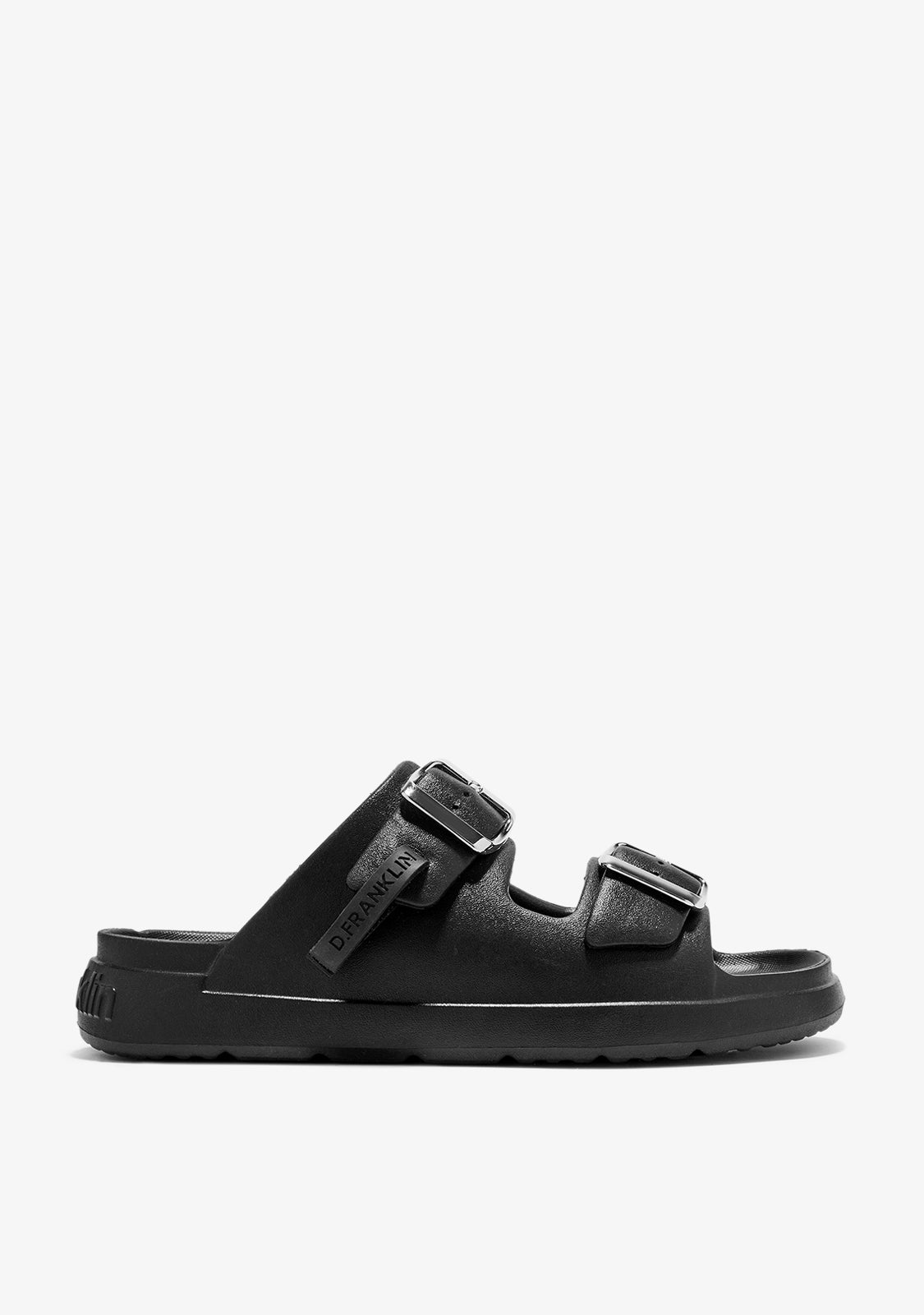 Women's Foam 2 Buckles Black / Silver Sandals | D.Franklin