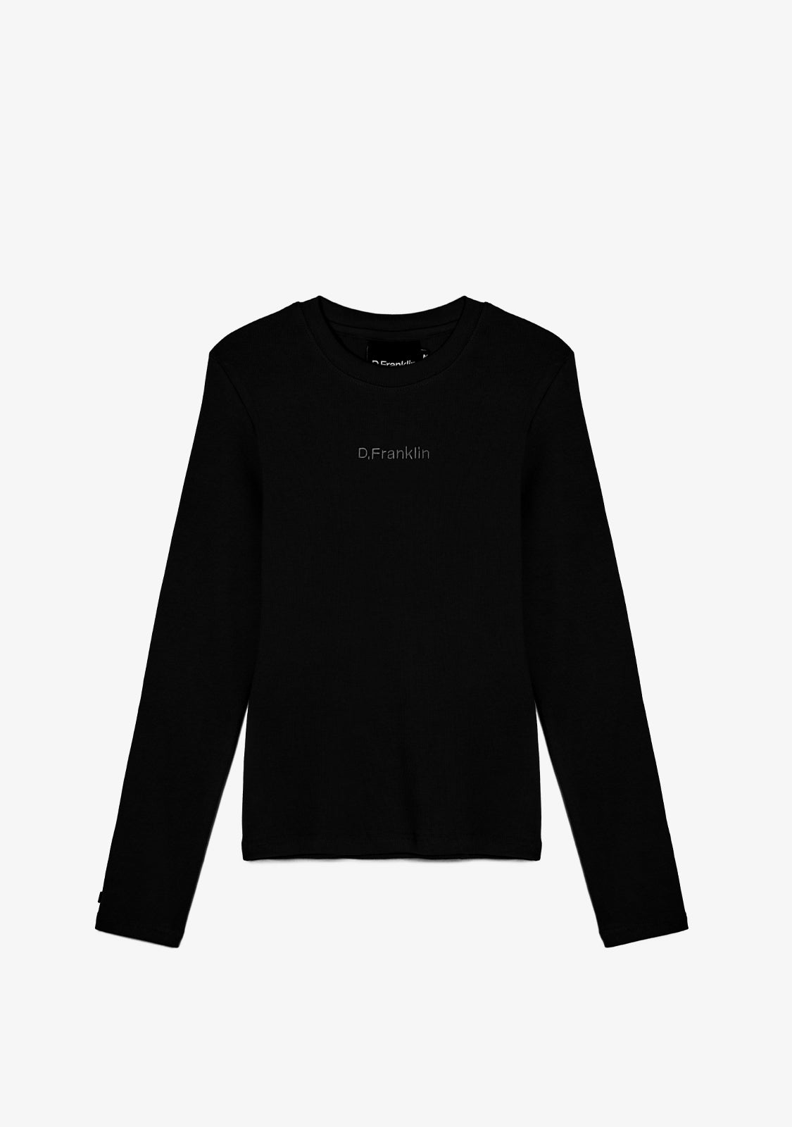 Rib Long Sleeve Top Black