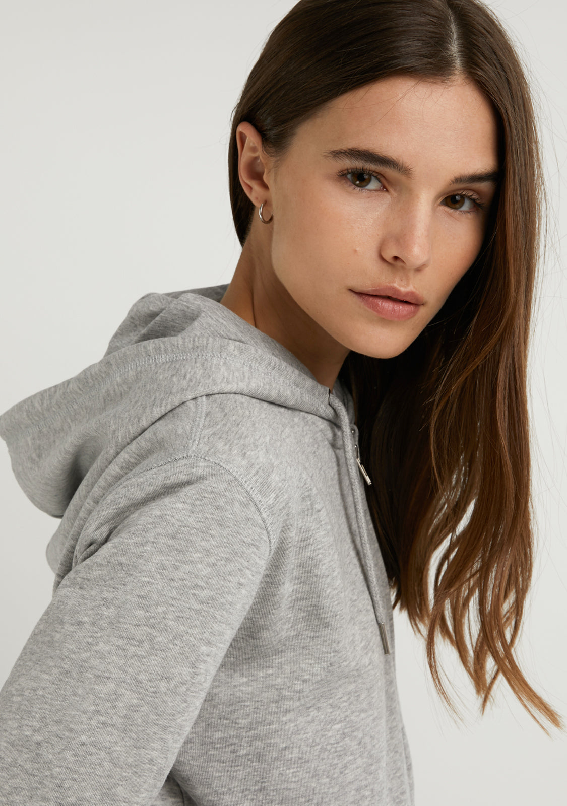 Embroidery Logo Zip Hoodie Grey