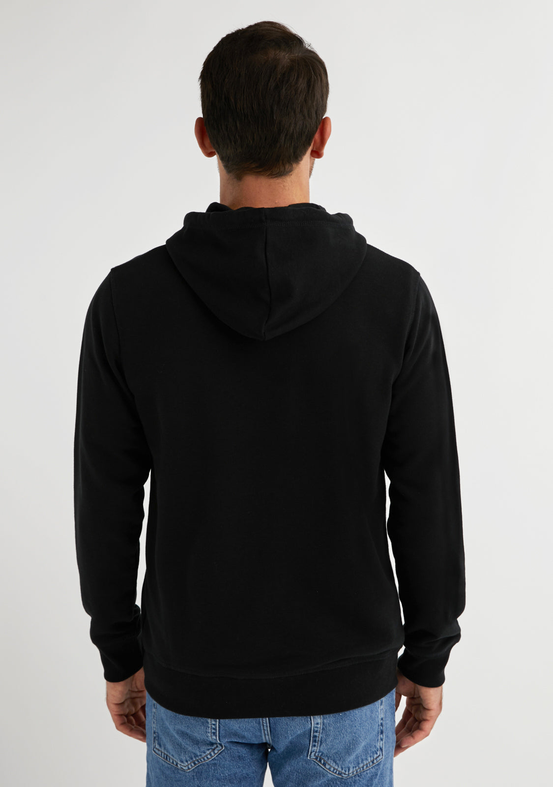 Embroidery Logo Zip Hoodie Black