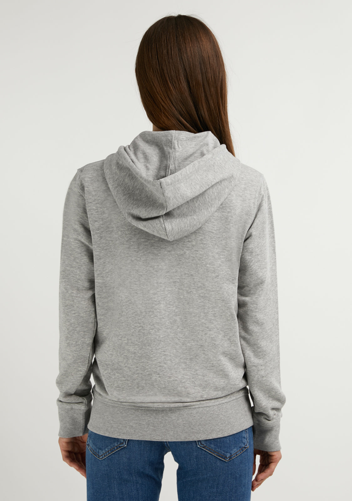 Embroidery Logo Zip Hoodie Grey