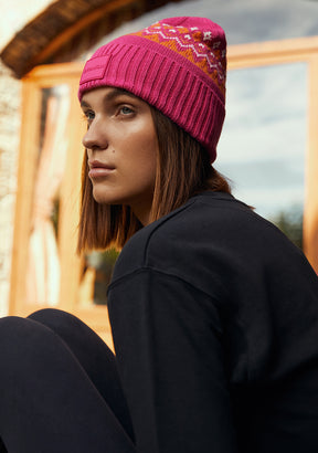 Nordic TRK Fair Isle Beanie Fuchsia