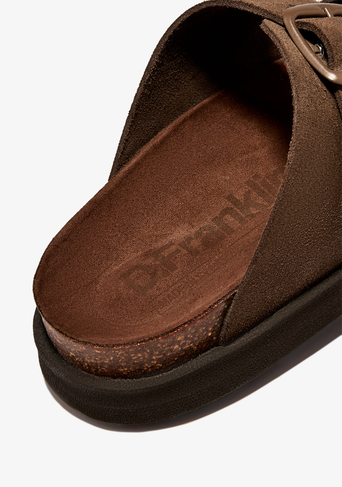 Unisex Vibe Sandals Buckle Suede Chocolate | D.Franklin