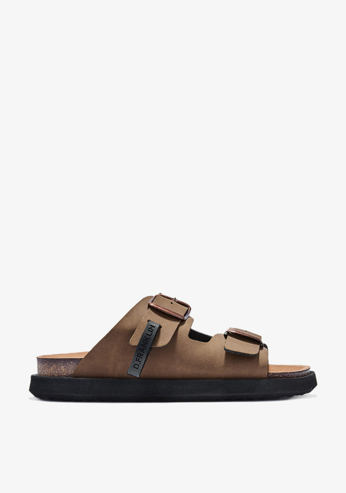 Unisex Vibe Sandals Buckle Suede Chocolate | D.Franklin