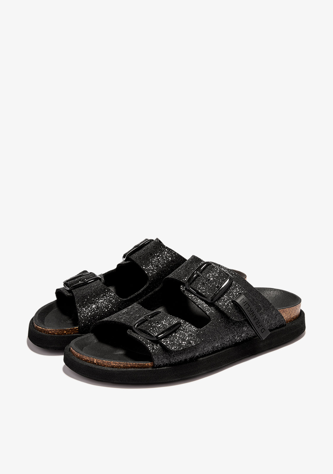Vibe Sandals Buckle Glitter Black