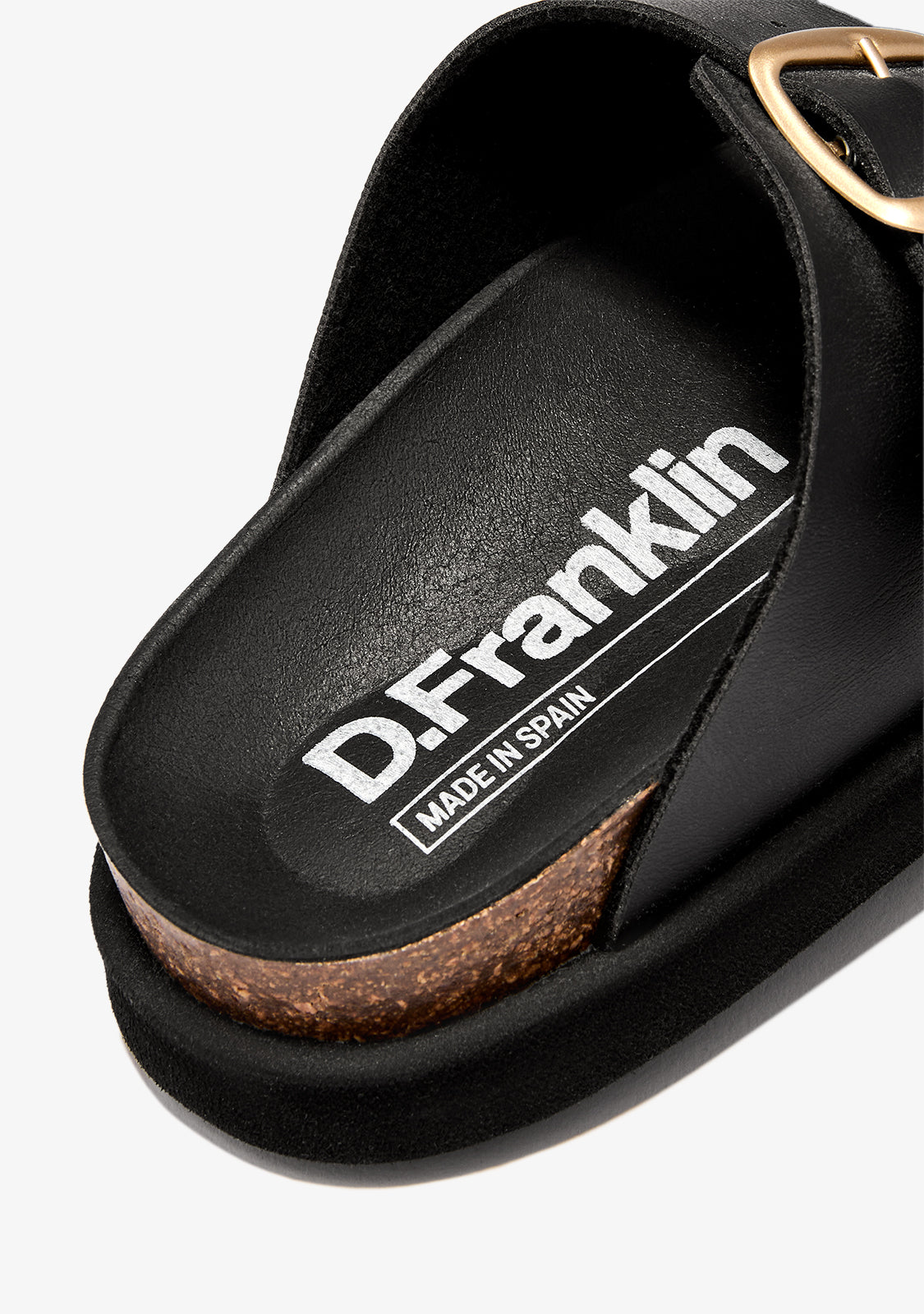 Vibe Sandals Gold Buckle Champion Black | D.Franklin