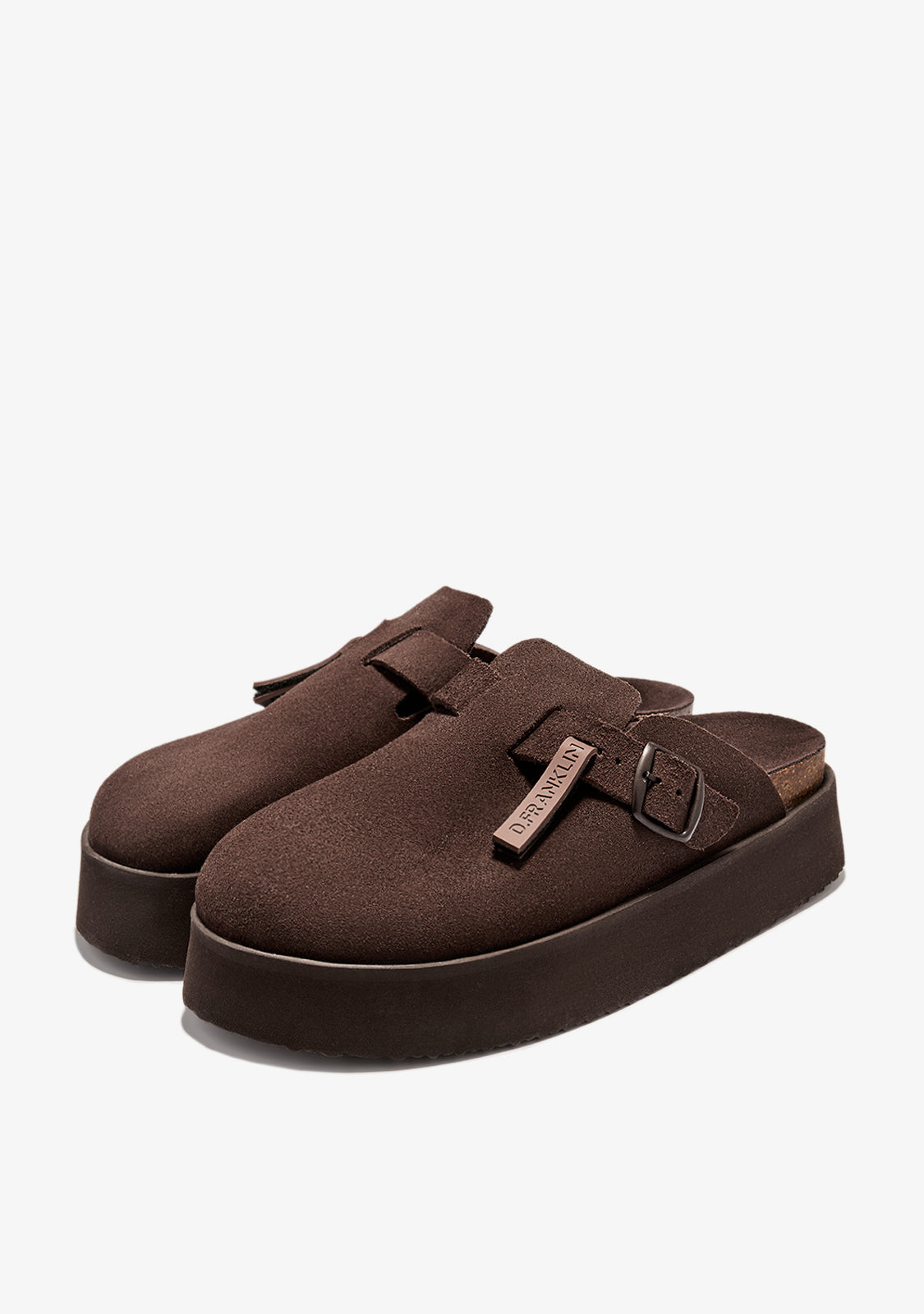 Vibe Sandals Clog Platform Suede Chocolate