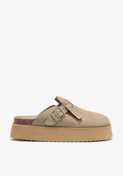 Vibe Sandals Clog Platform Suede Taupe