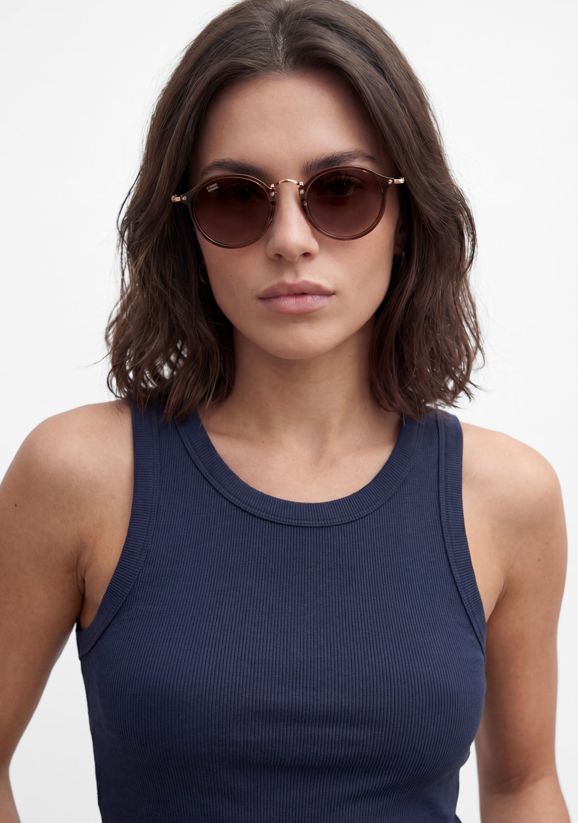 Roller TR90 Milky Brown Round Sunglasses | D.Franklin®