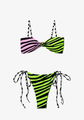 Maui Top Zebra Pink / Lime + Samoa Bottom Zebra Lime Bikini