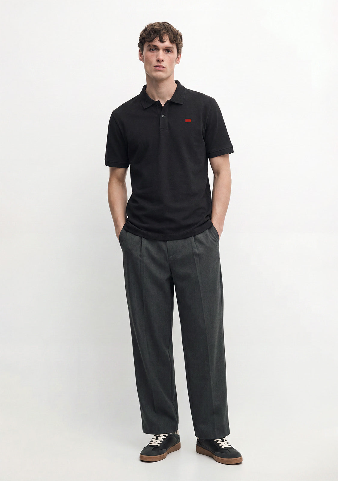 Basic Polo Shirt Black / Red