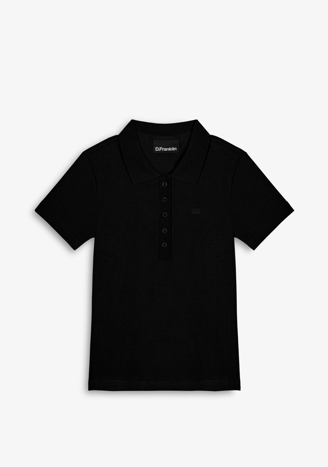 Rib Polo Top Black