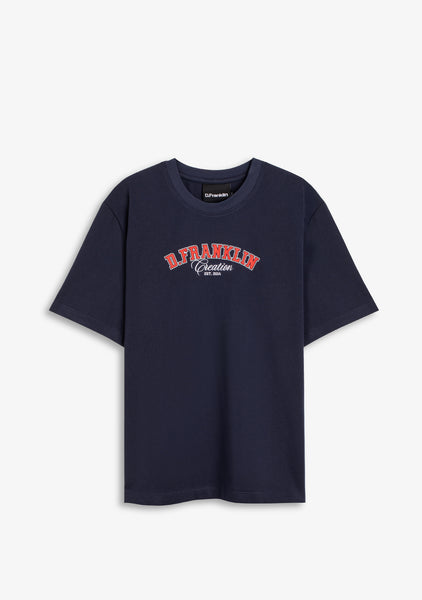 [RECTO] / ☆ 25SS RECTO LOGO RIBBED JERSEY T-SHIRT / NAVY Varsity Est 2024 T-Shirt Navy
