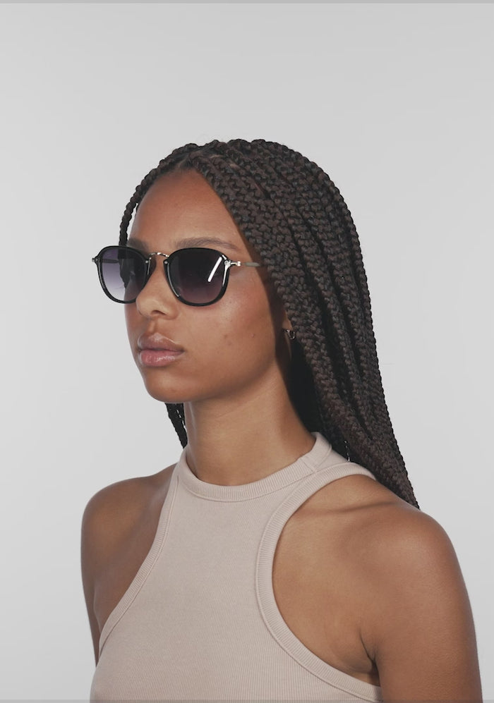 Rounded Sunglasses Retro Roller SQ Black | D.Franklin®