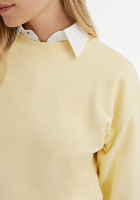 Embroidery Logo Cropped Crew Necks Sweatshirt / Butter