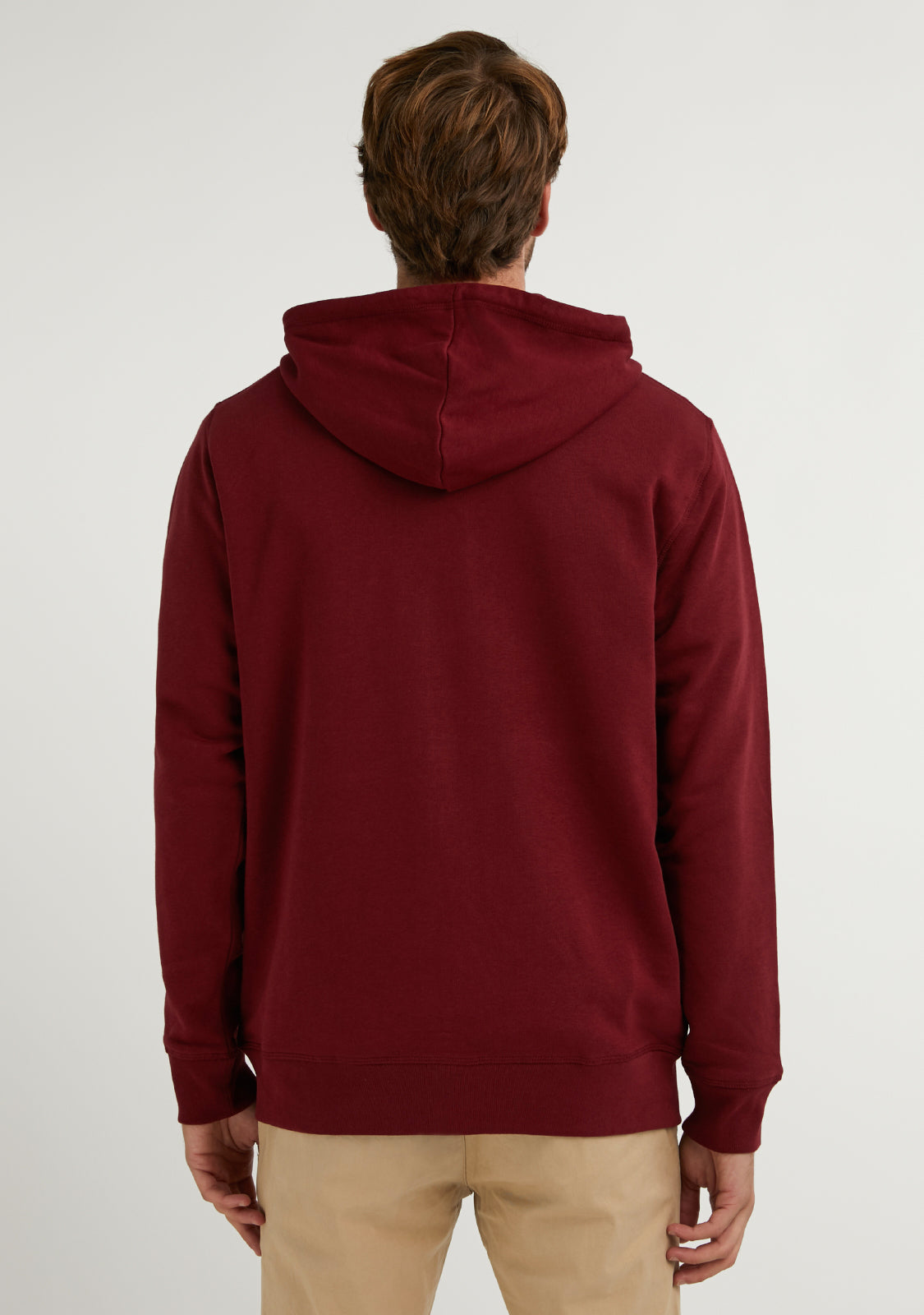Embroidery Logo Zip Hoodie Burgundy