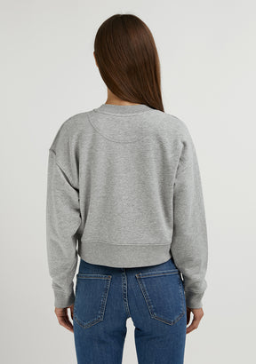 Embroidery Logo Cropped Crew Neck Sweatshirt / Grey