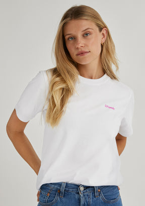 Social Club T-Shirt White / Fuxia