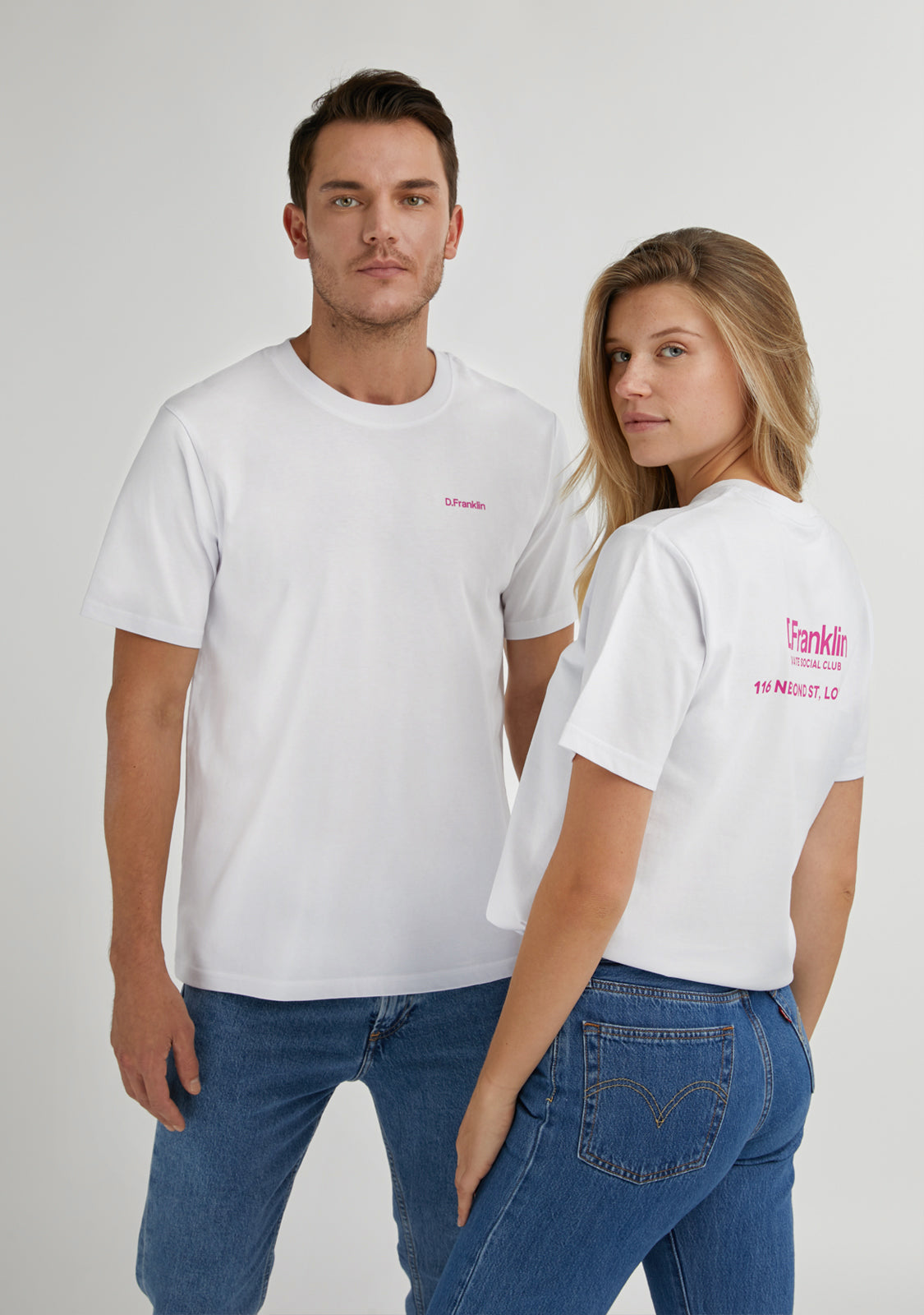 Social Club T-Shirt White / Fuxia