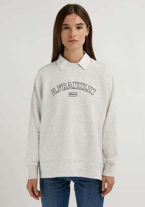 Varsity Oversized Crew Neck Sweatshirt Grey / Black